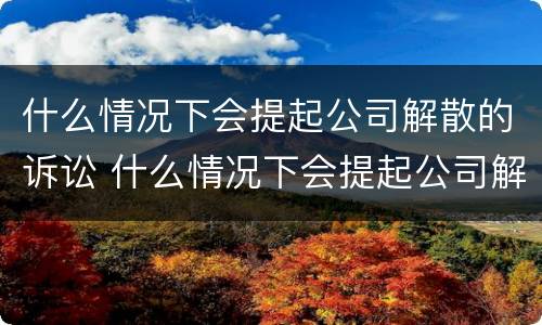 什么情况下会提起公司解散的诉讼 什么情况下会提起公司解散的诉讼请求