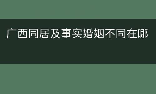 广西同居及事实婚姻不同在哪