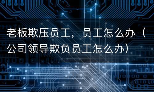老板欺压员工，员工怎么办（公司领导欺负员工怎么办）