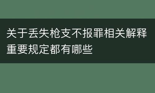 关于丢失枪支不报罪相关解释重要规定都有哪些
