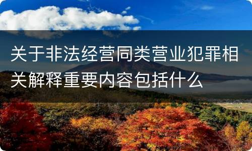 关于非法经营同类营业犯罪相关解释重要内容包括什么