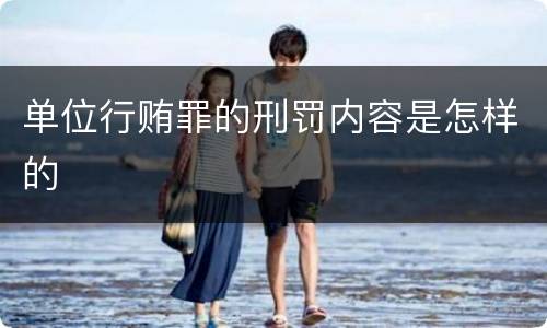 单位行贿罪的刑罚内容是怎样的