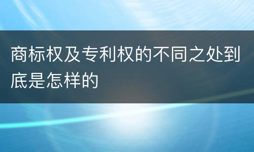 商标权及专利权的不同之处到底是怎样的