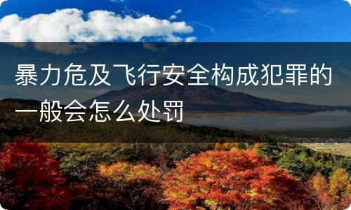 暴力危及飞行安全构成犯罪的一般会怎么处罚