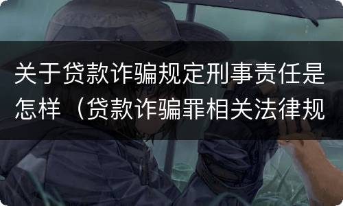关于贷款诈骗规定刑事责任是怎样（贷款诈骗罪相关法律规定）
