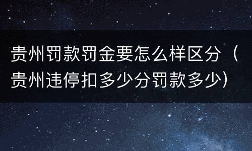 贵州罚款罚金要怎么样区分（贵州违停扣多少分罚款多少）
