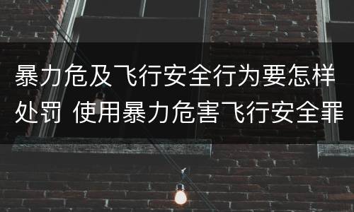 暴力危及飞行安全行为要怎样处罚 使用暴力危害飞行安全罪的主要特征