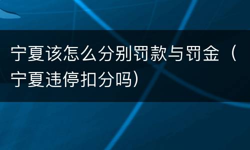 宁夏该怎么分别罚款与罚金（宁夏违停扣分吗）