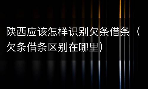 陕西应该怎样识别欠条借条（欠条借条区别在哪里）