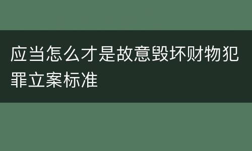 应当怎么才是故意毁坏财物犯罪立案标准