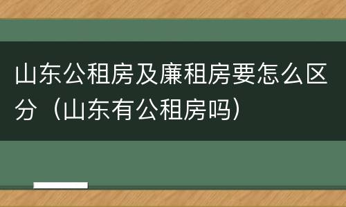 山东公租房及廉租房要怎么区分（山东有公租房吗）