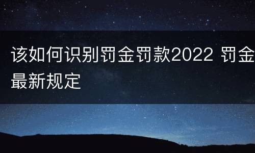 该如何识别罚金罚款2022 罚金最新规定