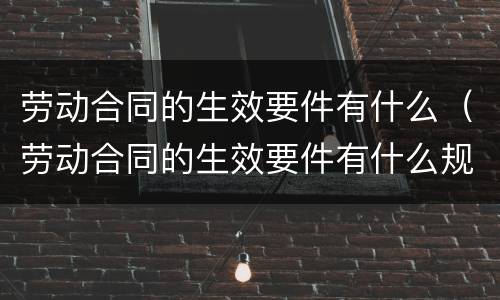 劳动合同的生效要件有什么（劳动合同的生效要件有什么规定）