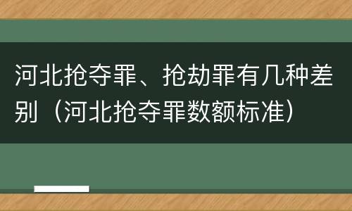 河北抢夺罪、抢劫罪有几种差别（河北抢夺罪数额标准）