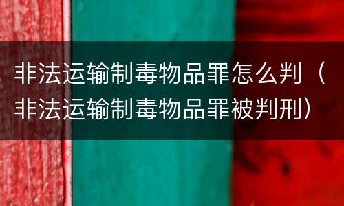 非法运输制毒物品罪怎么判（非法运输制毒物品罪被判刑）
