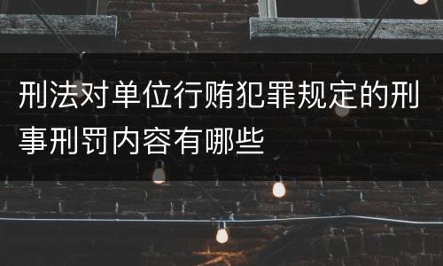 刑法对单位行贿犯罪规定的刑事刑罚内容有哪些