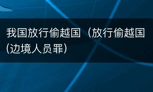 我国放行偷越国（放行偷越国(边境人员罪）