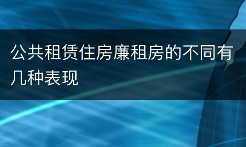 公共租赁住房廉租房的不同有几种表现
