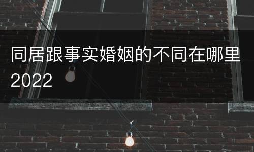同居跟事实婚姻的不同在哪里2022