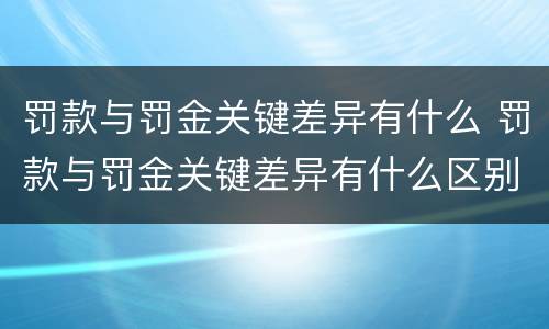 罚款与罚金关键差异有什么 罚款与罚金关键差异有什么区别