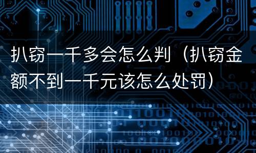 扒窃一千多会怎么判（扒窃金额不到一千元该怎么处罚）