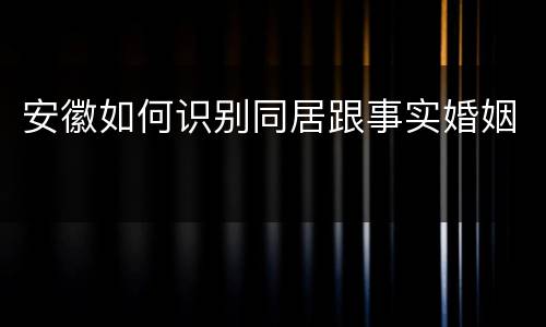 安徽如何识别同居跟事实婚姻
