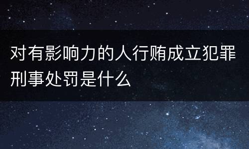 对有影响力的人行贿成立犯罪刑事处罚是什么