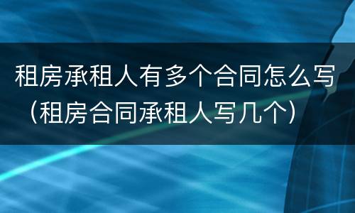 租房承租人有多个合同怎么写（租房合同承租人写几个）