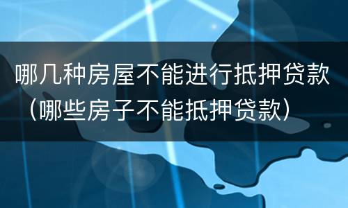 哪几种房屋不能进行抵押贷款（哪些房子不能抵押贷款）