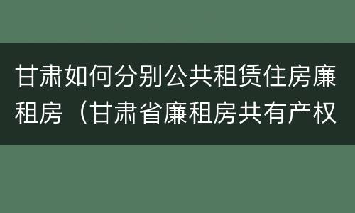 甘肃如何分别公共租赁住房廉租房（甘肃省廉租房共有产权管理办法）