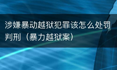 涉嫌暴动越狱犯罪该怎么处罚判刑（暴力越狱案）