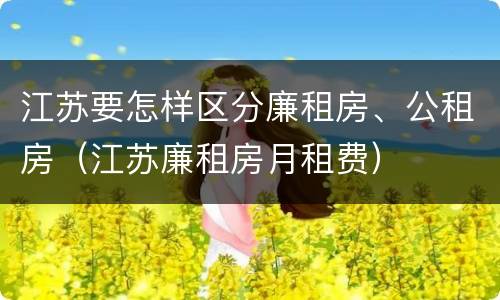 江苏要怎样区分廉租房、公租房（江苏廉租房月租费）