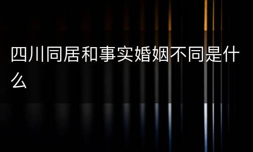 四川同居和事实婚姻不同是什么
