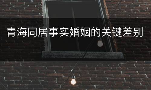 青海同居事实婚姻的关键差别