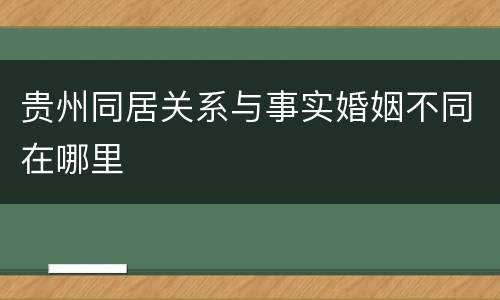 贵州同居关系与事实婚姻不同在哪里