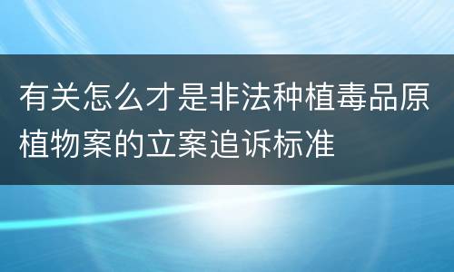 有关怎么才是非法种植毒品原植物案的立案追诉标准