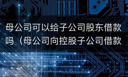 母公司可以给子公司股东借款吗（母公司向控股子公司借款吗）