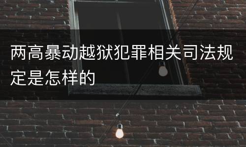 两高暴动越狱犯罪相关司法规定是怎样的