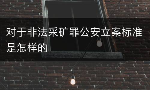 对于非法采矿罪公安立案标准是怎样的