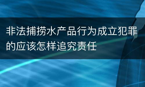 非法捕捞水产品行为成立犯罪的应该怎样追究责任