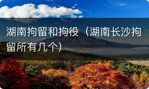 湖南拘留和拘役（湖南长沙拘留所有几个）