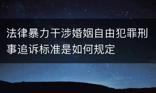 法律暴力干涉婚姻自由犯罪刑事追诉标准是如何规定