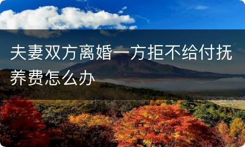 夫妻双方离婚一方拒不给付抚养费怎么办