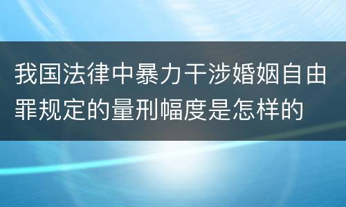 我国法律中暴力干涉婚姻自由罪规定的量刑幅度是怎样的