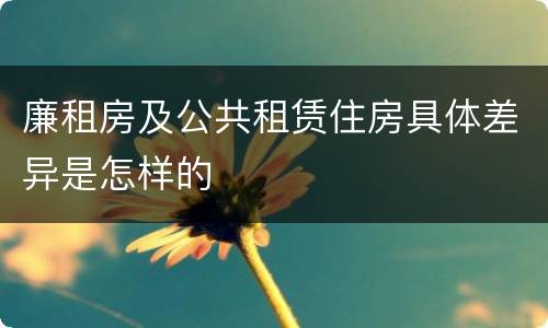 廉租房及公共租赁住房具体差异是怎样的
