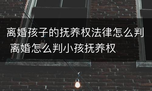 离婚孩子的抚养权法律怎么判 离婚怎么判小孩抚养权