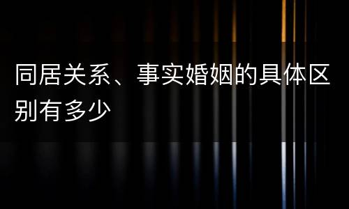 同居关系、事实婚姻的具体区别有多少