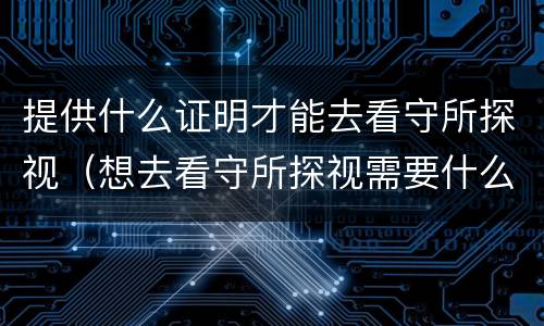提供什么证明才能去看守所探视（想去看守所探视需要什么手续）