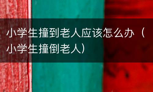 小学生撞到老人应该怎么办（小学生撞倒老人）