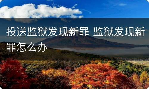 投送监狱发现新罪 监狱发现新罪怎么办
